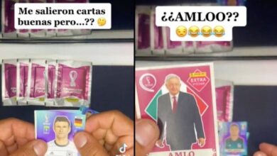 Compra sobres del mundial y le sale estampa de AMLO