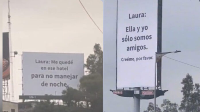 Pide perdón a su novia colocando espectaculares