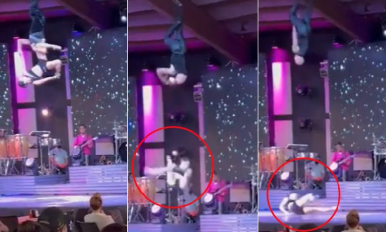 Bailarina cae en show aéreo ¡y nadie hizo nada!