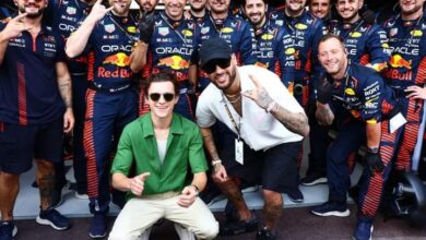 F1 recibió a Tom Holland y Neymar en el palco de Red Bull